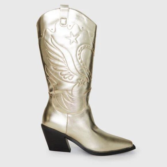 Billini Everlyn Cowboys Boots Gold Metallic NEW Women’s 8 - Picture 2 of 5